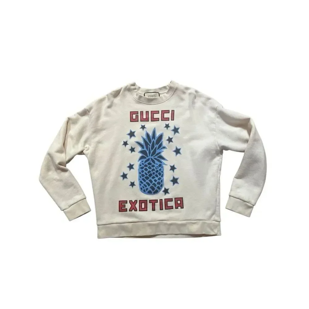 Gucci Exotica 100% Cotton Crewneck Sweatshirt Pineapple Off White Men’s S